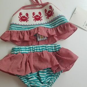 12 month crab bikini smocked new with tags